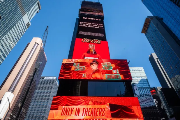 A billboard advertises Taylor Swift's album 'The Life of a Showgirl' at Times Square in New York, New York, USA, 04 October 2025. EPA/JOHN TAGGART