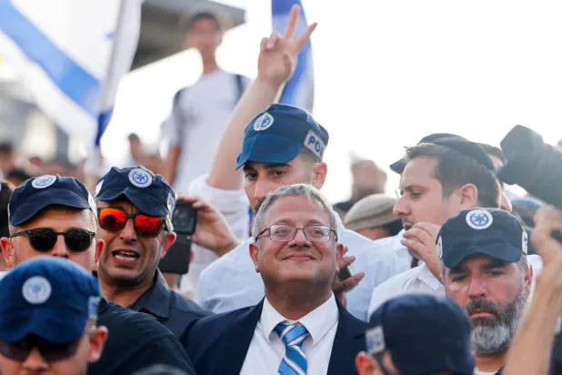  Israeli National Security Minister Itamar Ben-Gvir walks to visit the Damascus Gate to Jerusalem's Old City, as Israelis mark Jerusalem Day, in Jerusalem May 26, 2025. (Reuters)