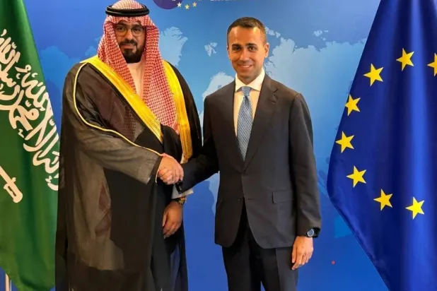Luigi Di Maio, the European Union’s special representative for the Gulf region, meets Saudi Minister of Economy and Planning Faisal Alibrahim in Brussels (via X)