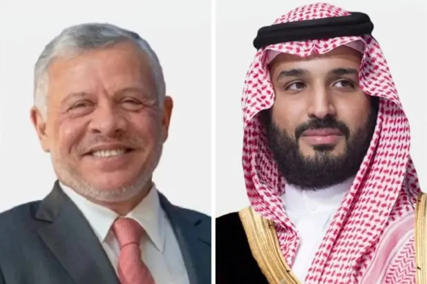Prince Mohammed bin Salman bin Abdulaziz Al Saud, Saudi Crown Prince and Prime Minister, and Jordan’s King Abdullah II. (Asharq Al-Awsat)