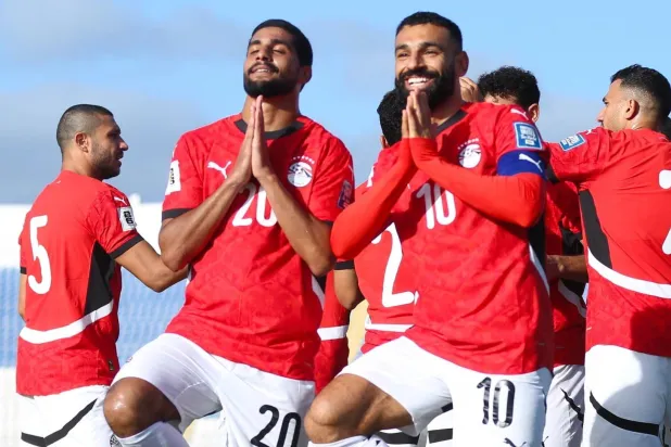 صلاح محتفلاً بالهدف في مرمى جيبوتي (الاتحاد المصري لكرة القدم)