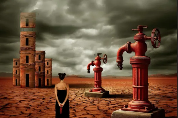 عمل للفنان أيمن لطفي ضمن المعرض (الشرق الأوسط)