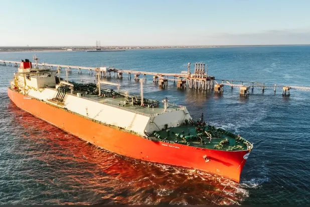 سفينة الشحن «New Nature» تغادر مجمع «إدكو» في مصر متوجهة إلى إيطاليا (وزارة البترول المصرية)