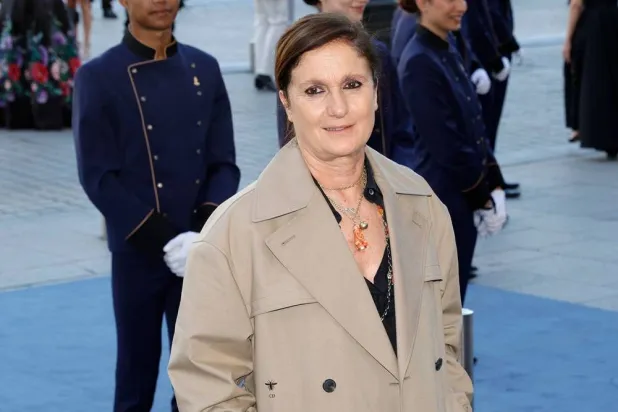 Italian designer Maria Grazia Chiuri poses during a photocall upon arrival to attend the Spring/Summer 2025 menswear ready to wear joint fashion show hosted by Vogue World as part of Paris Fashion Week at Place Vendome in Paris, on June 23, 2024, ahead of the upcoming Paris 2024 Olympic Games. (AFP) 