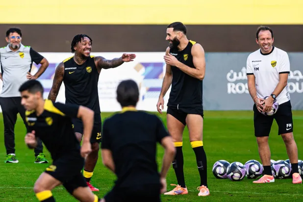 لاعبو الاتحاد خلال التدريبات الأخيرة قبل المغادرة إلى الرياض (نادي الاتحاد)