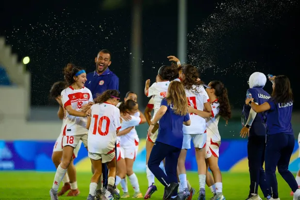 فرحة المنتخب اللبناني بالتأهل (الاتحاد اللبناني لكرة القدم).