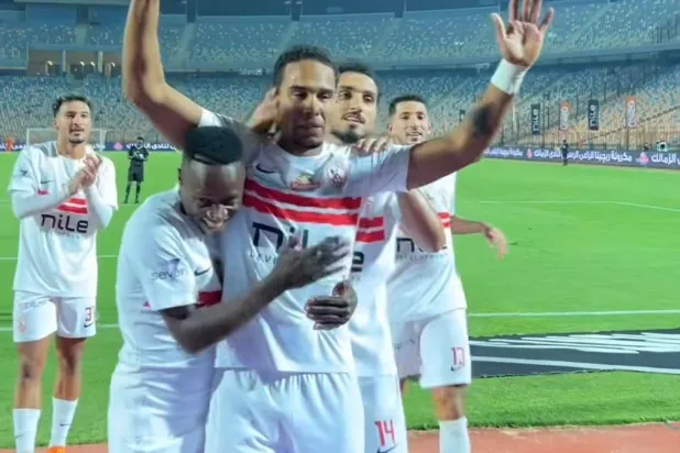 سيف الجزيري مهاجم الزمالك يحتفل بهدفه في ديكيداها (نادي الزمالك)