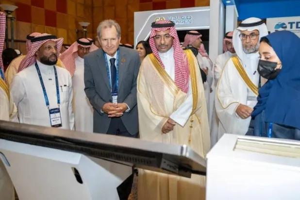 Minister of Industry and Mineral Resources Bandar Al-Khorayef at Jeddah Forum (Asharq Al-Awsat)