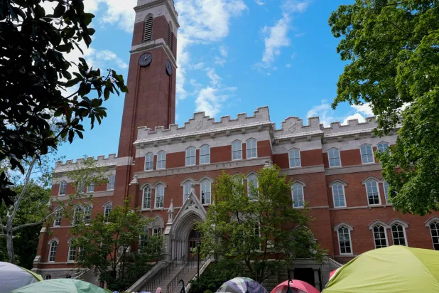 من اعتصام مؤيد للفلسطينيين في جامعة «فاندربيلت» بناشفيل بتينيسي (أ.ب)