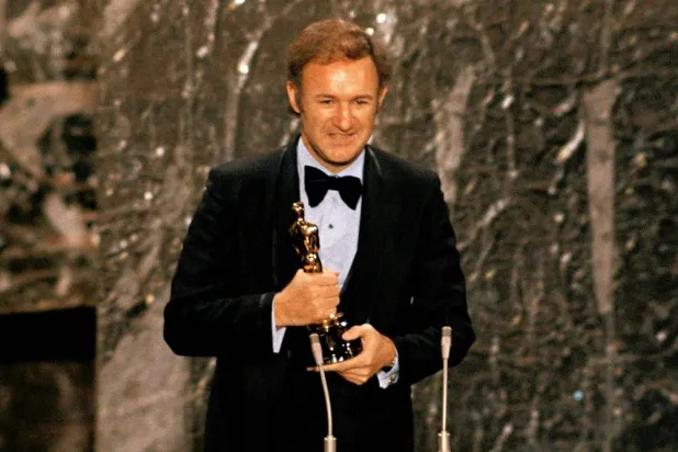Gene Hackman accepts his Oscar for best actor at the 44th Academy Awards in Los Angeles, April 10, 1972. (AP) 