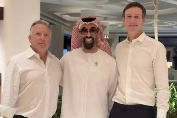 Sheikh Tahnoon bin Zayed Al Nahyan with Steve Witkoff and Jared Kushner, during their visit to the United Arab Emirates on Wednesday (WAM)