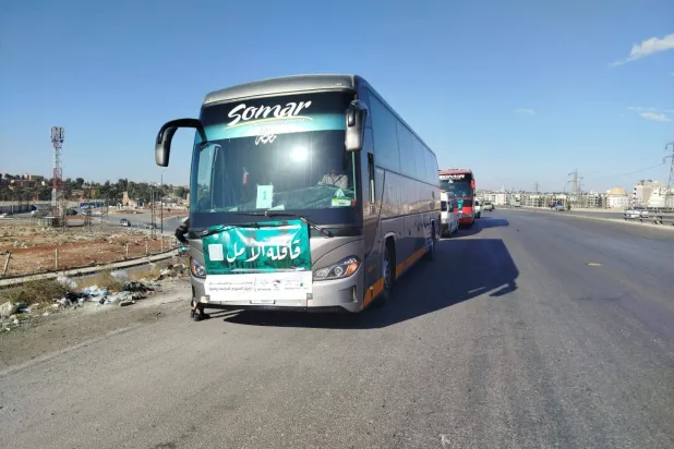 «قافلة الأمل 3» في طريقها من محافظة حلب إلى الحسكة (وحدة دعم الاستقرار)