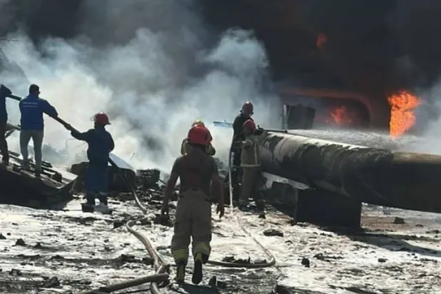 من موقع اندلاع الحريق (وكالة الأنباء العراقية)