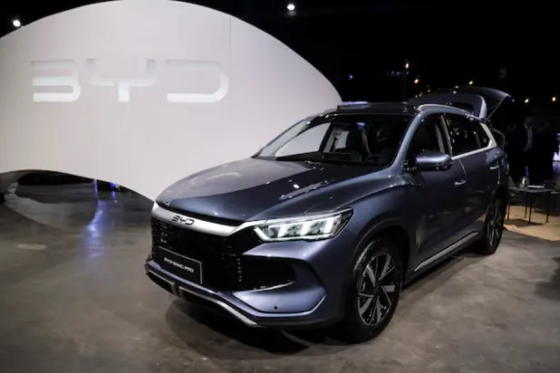 A BYD Song Pro electric vehicle is displayed during the launch event of Chinese electric vehicle (EV) maker BYD in Buenos Aires, Argentina, October 8, 2025. REUTERS/Alessia Maccioni/File Photo 