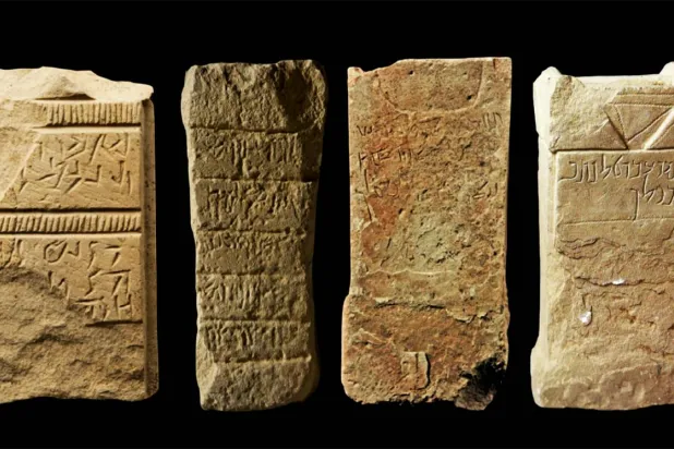 أربع مجامر من الحجر الصلصالي تعلوها نقوش نبطية