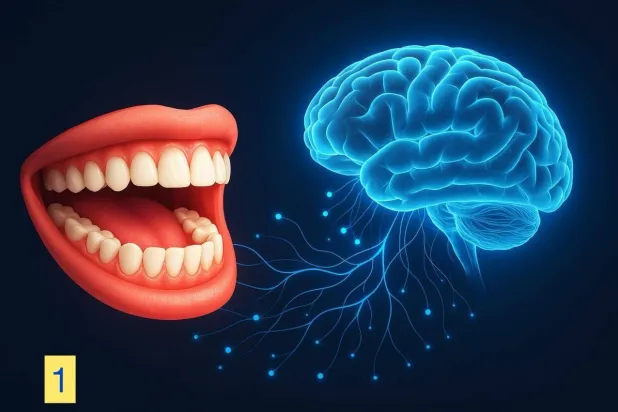 رسم تصويري للترابط بين صحة الفم والدماغ