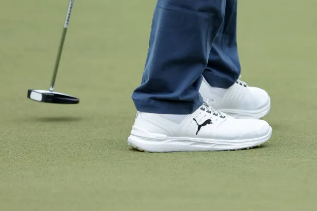 LITTLE ROCK, ARKANSAS - OCTOBER 25: Puma shoes are seen worn by Ernie Els of South Africa during the second round of the Simmons Bank Championship 2025 at Pleasant Valley Country Club on October 25, 2025 in Little Rock, Arkansas. Jonathan Bachman/Getty Images/AFP