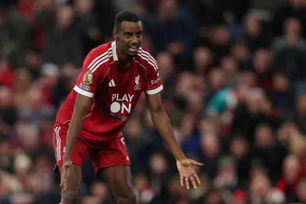 Football - Premier League - Liverpool v Manchester United - Anfield, Liverpool, Britain - October 19, 2025 Liverpool's Alexander Isak reacts. (Reuters)