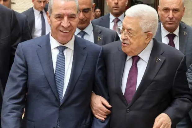   File photo of Palestinian President Mahmoud Abbas and his deputy Hussein al-Sheikh (Fatah media)
