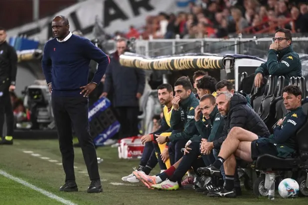Genoa's coach Patrick Vieira looks on during the Italian Serie A match between Genoa CFC and US Cremonese in Genoa, Italy, 29 October 2025. (EPA) 