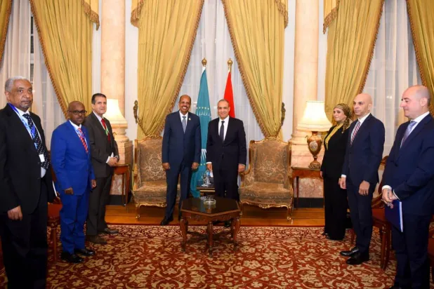 وزير الخارجية المصري خلال استقبال رئيس مفوضية الاتحاد الأفريقي في القاهرة (الخارجية المصرية)