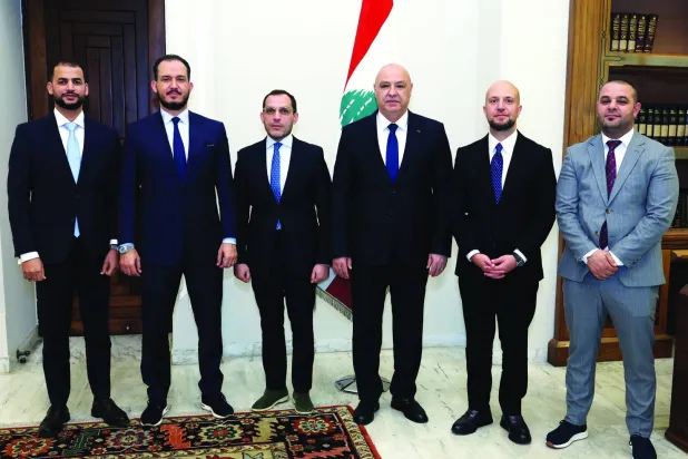 الرئيس جوزيف عون يوم الاثنين مستقبلاً وفداً من حكومة الوحدة الوطنية الليبية برئاسة إبراهيم الدبيبة (الرئاسة اللبنانية)