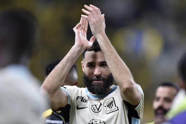  Football - King's Cup of Champions - Round of 16 - Al-Nassr v Al-Ittihad - Al-Awwal Park, Riyadh, Saudi Arabia - October 28, 2025 Al-Ittihad's Karim Benzema celebrates after the match. (Reuters)