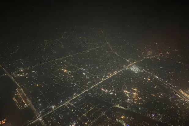 An aerial view of the Delhi skyline on a smoggy evening in New Delhi, India October 30, 2025. REUTERS/Anushree Fadnavis