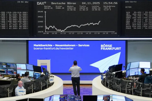 رسم بياني لمؤشر أسعار الأسهم الألماني «داكس» في «بورصة فرنكفورت»... (رويترز)
