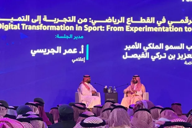 الأمير عبد العزيز بن تركي الفيصل خلال جلسة ملتقى الحكومة الرقمية (الشرق الأوسط)