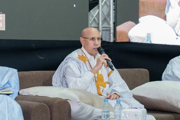 الرئيس الموريتاني خلال حديثه أمام سكان ولاية الحوض الشرقي (الرئاسة الموريتانية)