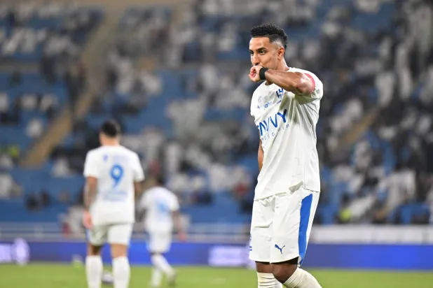 سالم الدوسري يحتفل بهدفه في شباك النجمة (تصوير: بشير صالح) 