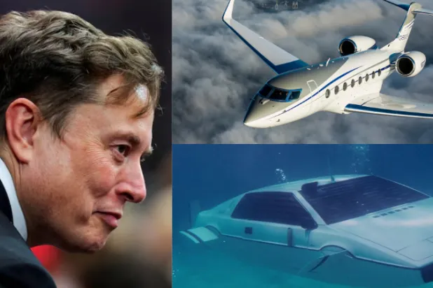 إيلون ماسك... يعيش في بيت صغير وينفق الكثير على السيارات والطائرات الخاصة (رويترز – يوتيوب – شركة «غلف ستريم»)