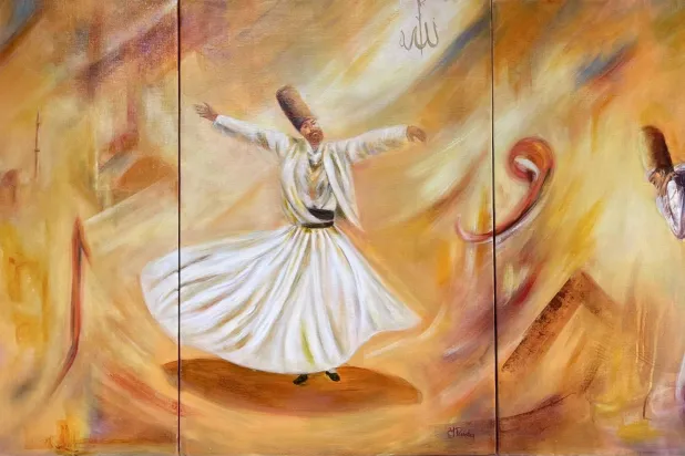 لوحة من المجموعة الصوفية للفنانة ياسمين بيريتن (الشرق الأوسط)