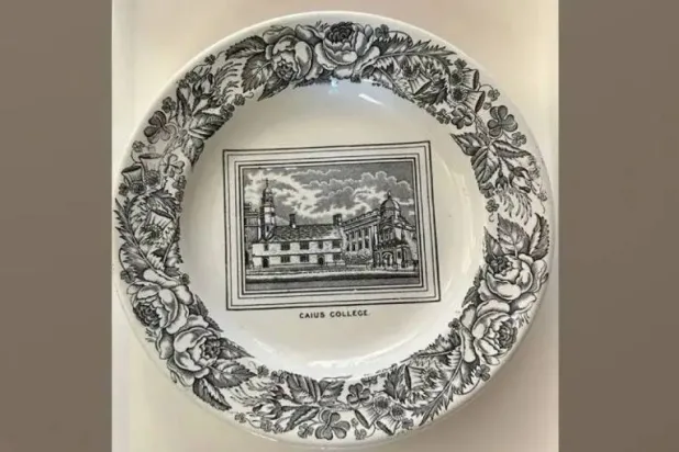 The plate - taken some time after 1908 - has now been returned to Gonville & Caius College (Caius College)