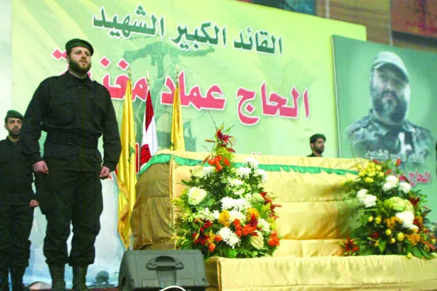 جانب من تشييع عماد مغنية في ضاحية بيروت الجنوبية يوم 14 فبراير 2008 (غيتي)