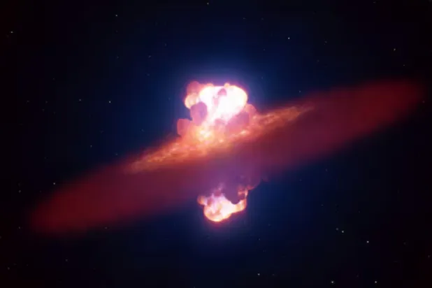 An artist's impression shows a star exploding at the end of its lifecycle, called a supernova, in this handout image released by the European Southern Observatory on November 12, 2025. The star is located about 22 million light-years away from Earth in the galaxy NGC 3621. ESO/L. Calcada/Handout via REUTERS