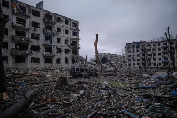  This photo taken Wednesday, Nov. 12, 2025, and provided by Ukraine's 93rd Kholodnyi Yar Separate Mechanized Brigade press service, shows ruins of what was the town of Kostyantynivka, the site of heavy battles with the Russian troops in the Donetsk region, Ukraine. (Iryna Rybakova/Ukraine's 93rd Mechanized Brigade via AP) 