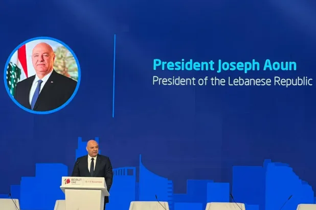 رئيس الجمهورية اللبناني يتحدث في افتتاح مؤتمر بيروت (واحد) (إكس)