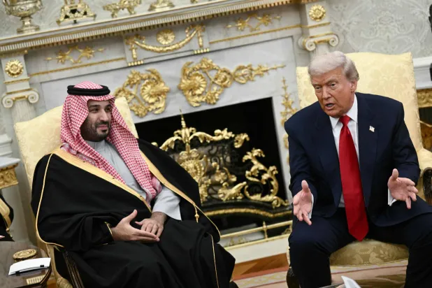 US President Donald Trump meets with Prince Mohammed bin Salman, Saudi Crown Prince and Prime Minister, in the Oval Office of the White House in Washington, DC on November 18, 2025. (AFP)