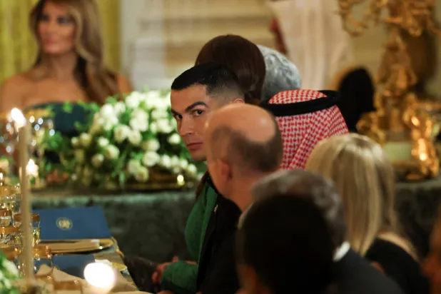 Cristiano Ronaldo attends a dinner hosted by US President Donald Trump for Prince Mohammed bin Salman, Saudi Crown Prince and Prime Minister, at the White House in Washington, DC, US, November 18, 2025. (Reuters) 