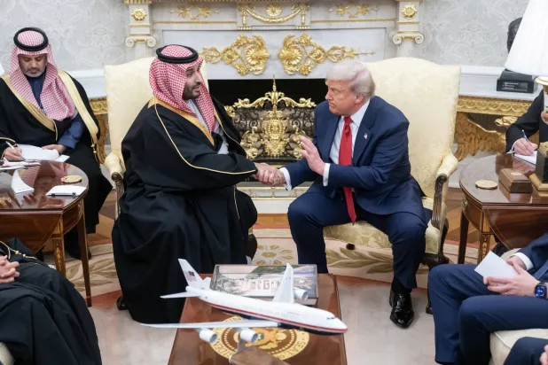 US President Donald Trump meets with Prince Mohammed bin Salman, Saudi Crown Prince and Prime Minister, in the Oval Office at the White House in Washington, DC, USA, 18 November 2025. (EPA)