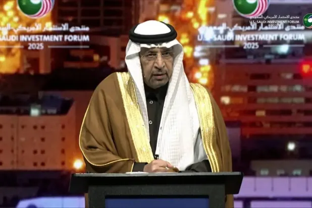 Saudi Investment Minister Khalid Al-Falih speaks at the forum in Washington on Wednesday. (Saudi-US Investment Forum) 