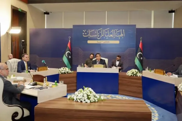 Libya Başkanlık Konseyi Başkanı Muhammed el-Menfi, Ulusal Birlik Hükümeti (UBH) İletişim ve Siyasal İşlerden Sorumlu Devlet Bakanı Velid el-Lafi, UBH Başbakanı Abdulhamid Dibeybe ve Devlet Yüksek Konseyi (DYK) Başkanı Muhammed Takala (Libya Başkanlık Konseyi)