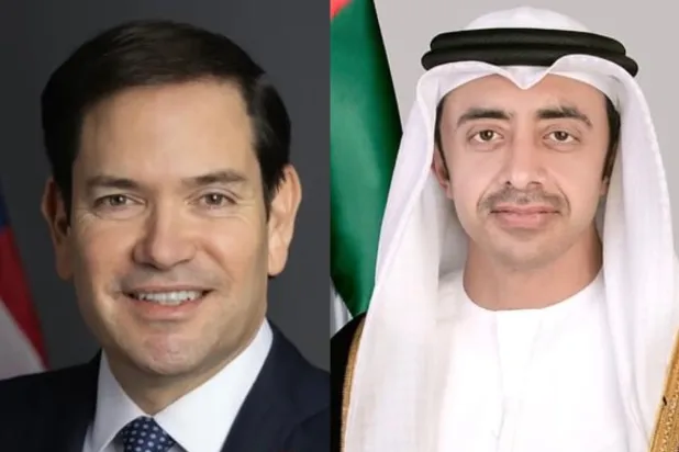 الشيخ عبد الله بن زايد وزير الخارجية الإماراتي وماركو روبيو وزير الخارجية الأميركي (وام)