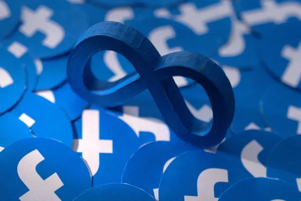 Meta and Facebook logos are seen in this illustration taken February 15, 2022. (Reuters)