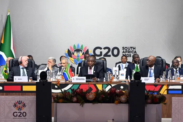 جانب من الجلسة الختامية لقمة العشرين في جوهانسبرغ يوم 23 نوفمبر (حساب مجموعة العشرين على منصة إكس)