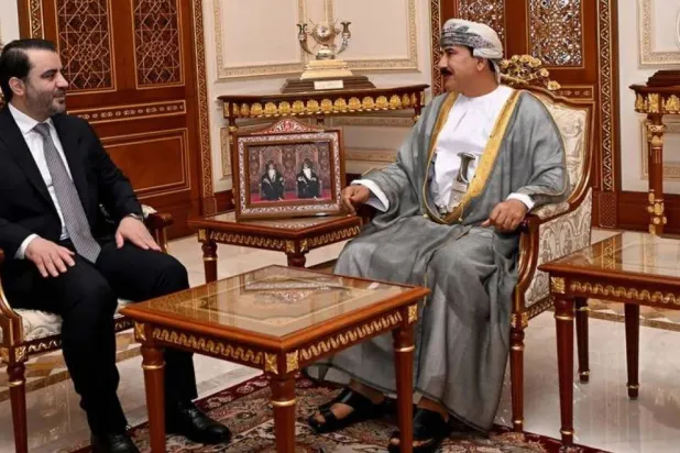 Omani Foreign Minister Badr bin Hamad Al Busaidi during a meeting with his Syrian counterpart, Asaad Hassan Al-Shaibani in Muscat (ONA)