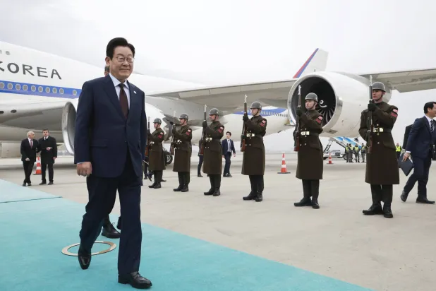 South Korean President Lee Jae Myung arrives at Ankara Esenboga International Airport to begin his state visit in Ankara, Turkey, 24 November 2025. EPA/YONHAP 