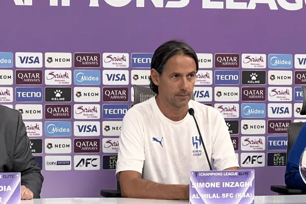 سيموني إنزاغي خلال المؤتمر الصحافي (الشرق الأوسط)